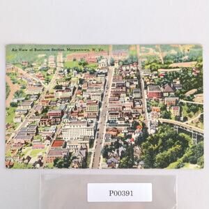 Air View of Business Section Morgantown West Virginia 1948 Linen Postcard WV PC